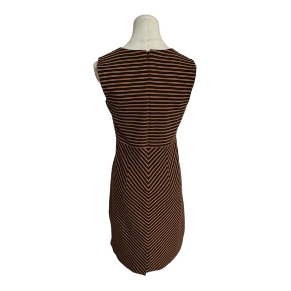 Lands' End Orange Brown Black Sleeveless Sheath Dress Striped Mini Size 2 Skater - Picture 2 of 6